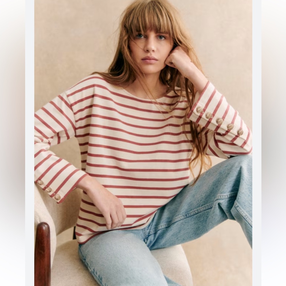 SEZANE Ecru Rosewood Sue Mariniere Top